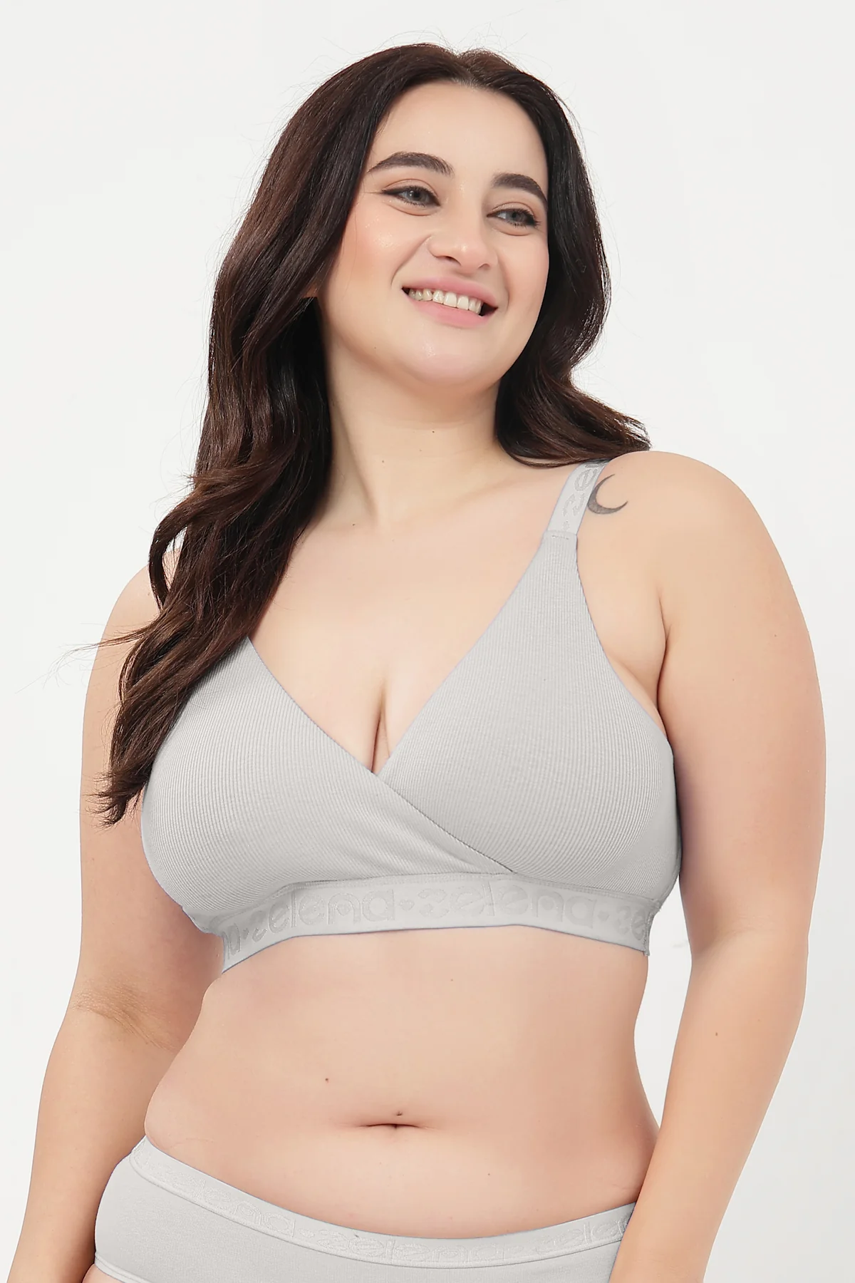Zena Fine-Rib Bra - Grey Melange - Image 10