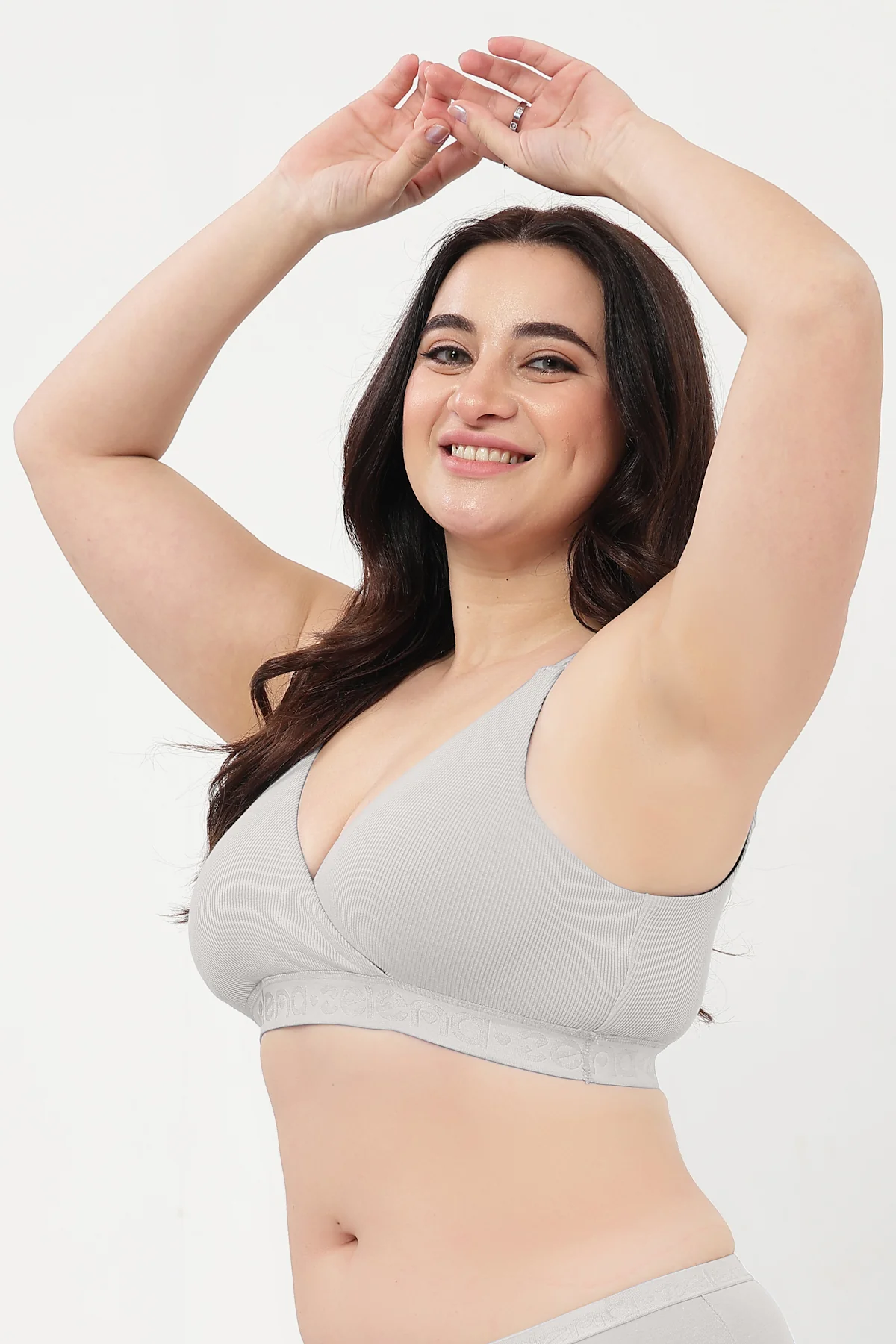 Zena Fine-Rib Bra - Grey Melange - Image 11