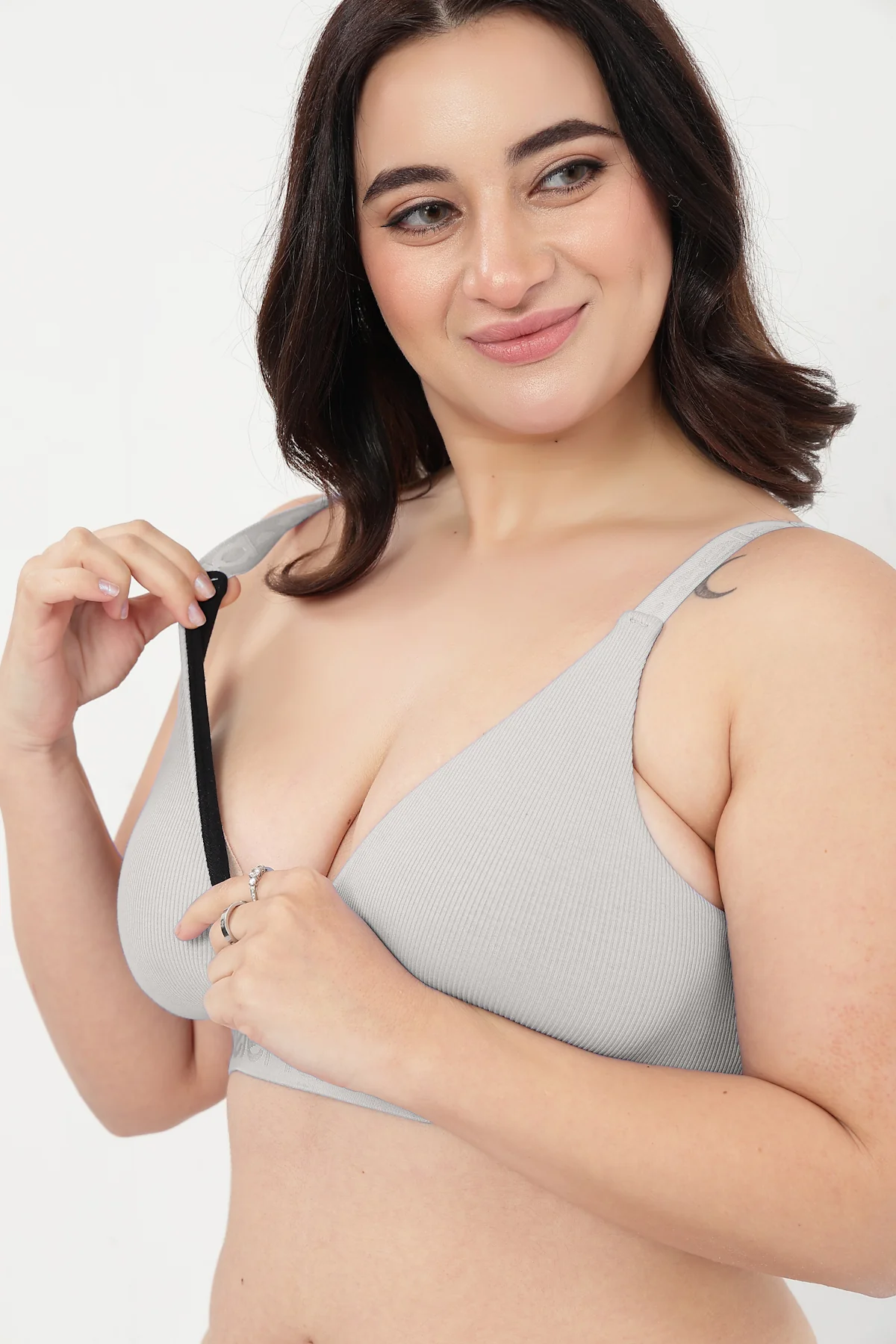 Zena Fine-Rib Bra - Grey Melange - Image 12
