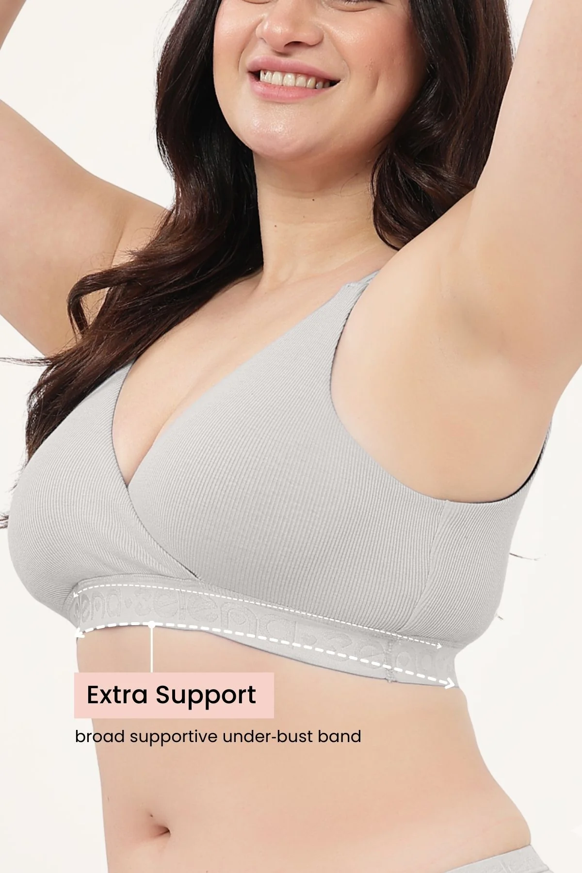 Zena Fine-Rib Bra - Grey Melange - Image 4