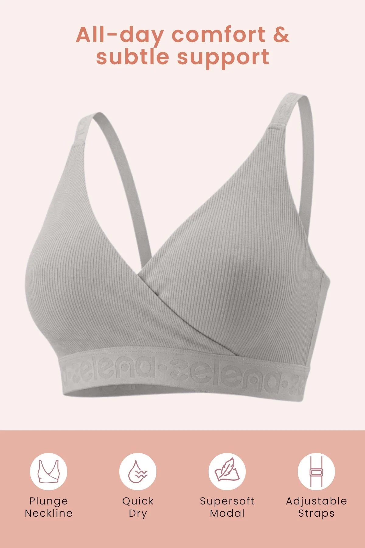 Zena Fine-Rib Bra - Grey Melange - Image 6