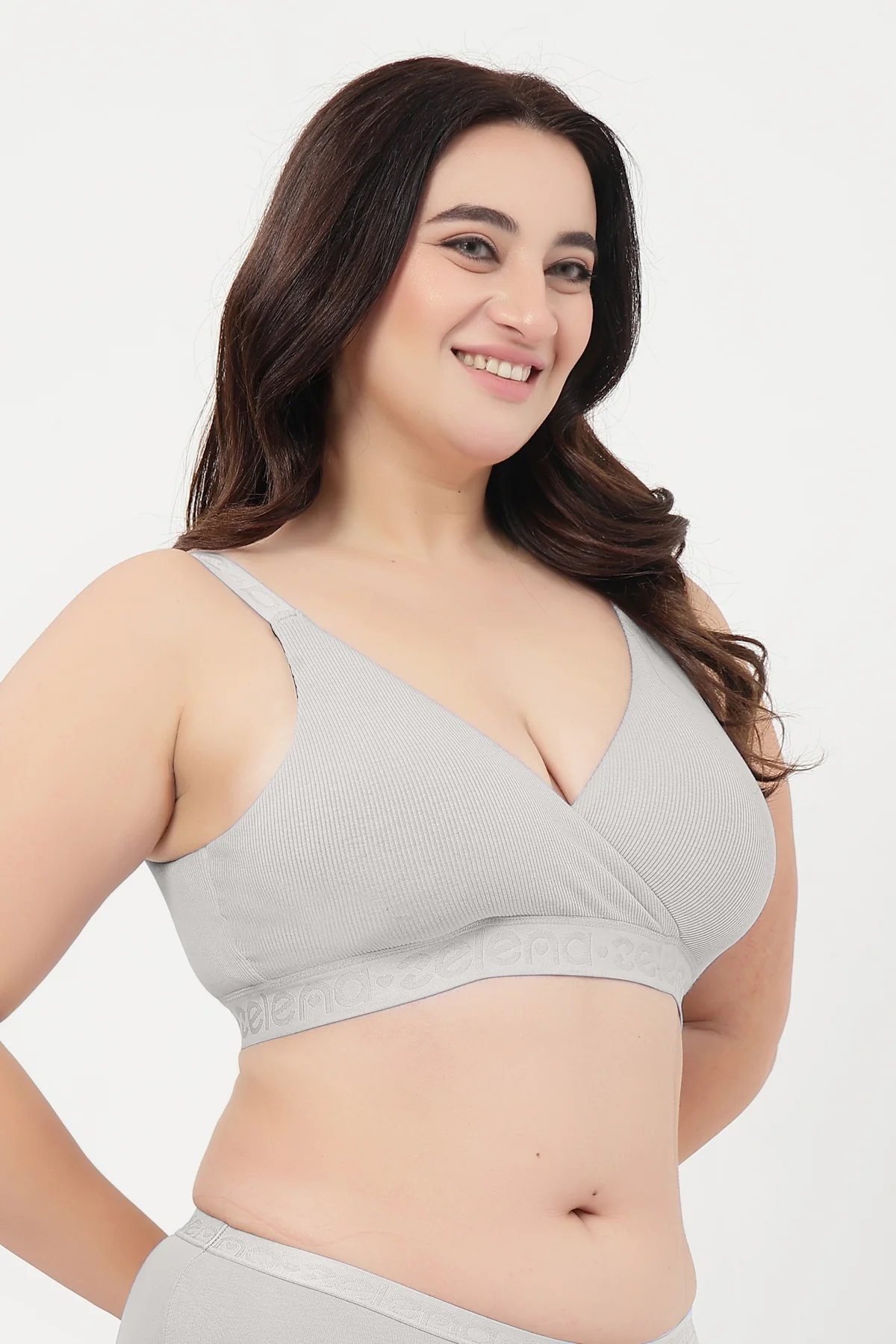 Zena Fine-Rib Bra - Grey Melange - Image 8