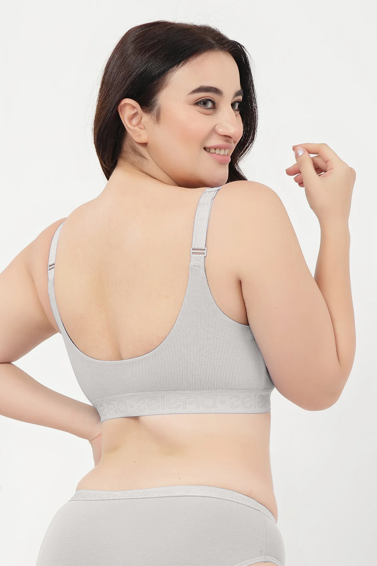 Zena Fine-Rib Bra - Grey Melange - Image 9