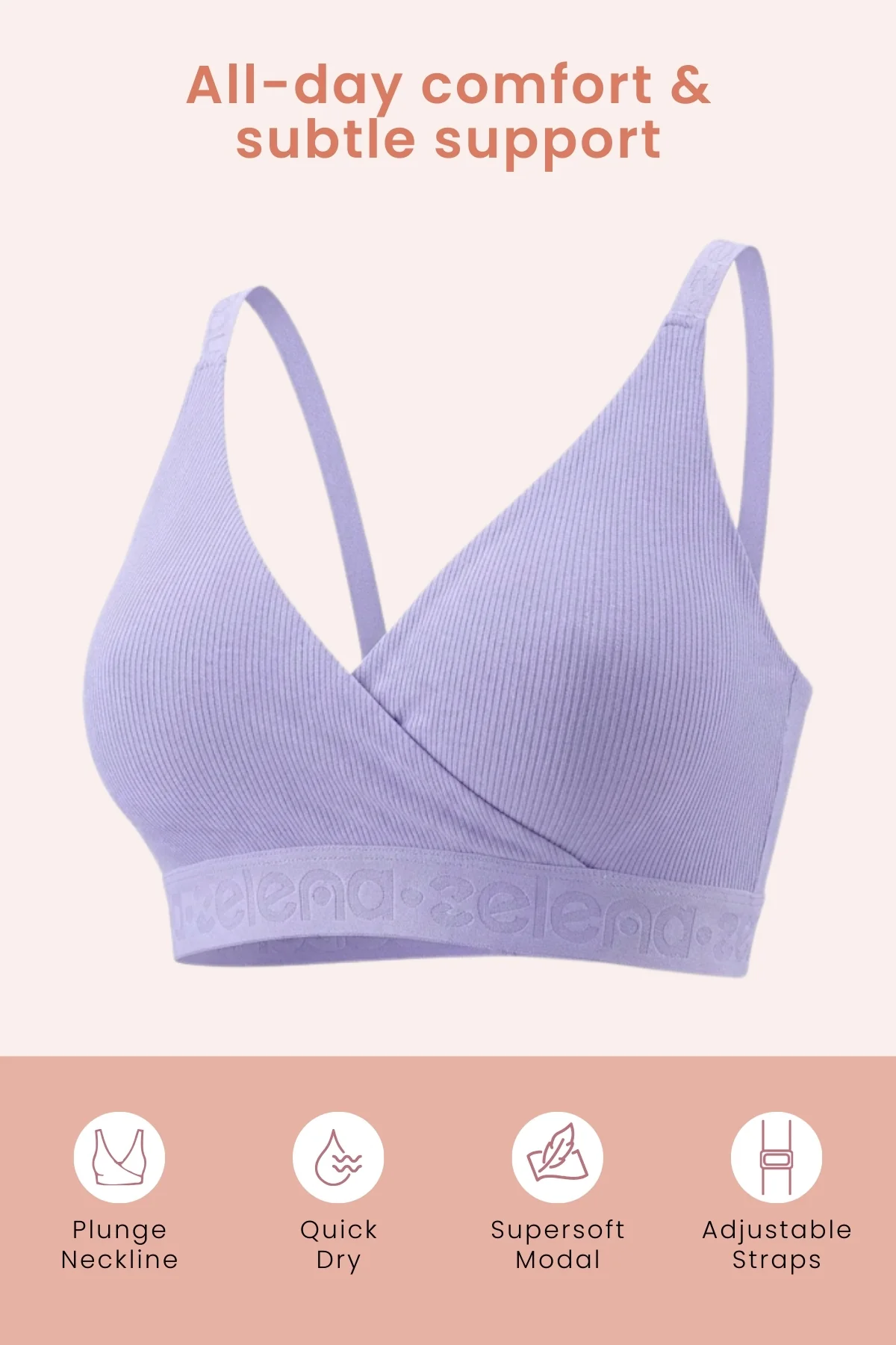 Zena Fine-Rib Bra - Lavender - Image 2