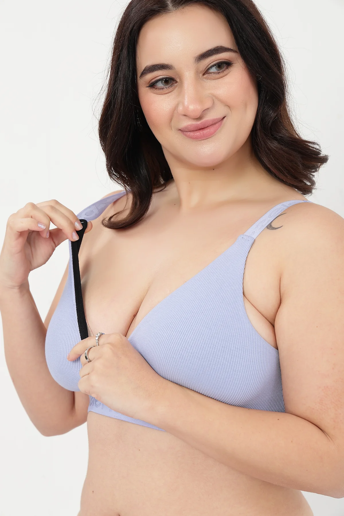 Zena Fine-Rib Bra - Soft Blue - Image 7