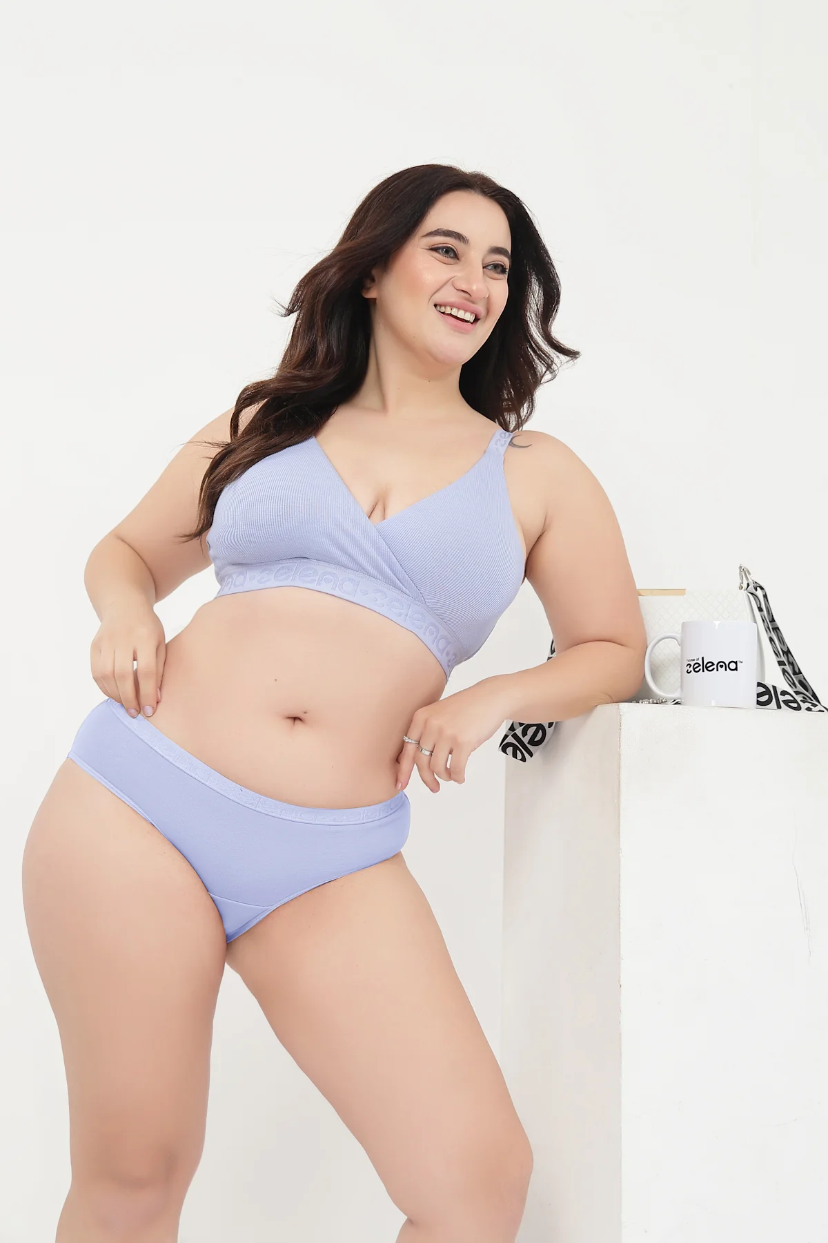 Zena Fine-Rib Bra Pack of 2 - M-Blue & Rose Gold - Image 12