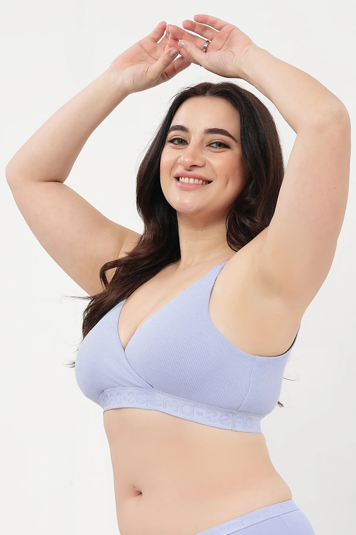 Zena Fine-Rib Bra Pack of 2 - M-Blue & Rose Gold - Image 8