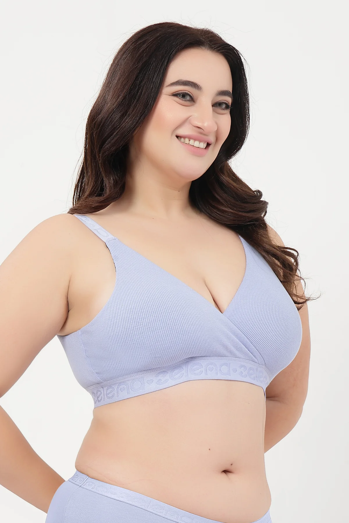 Zena Fine-Rib Bra Pack of 2 - M-Blue & Rose Gold - Image 9