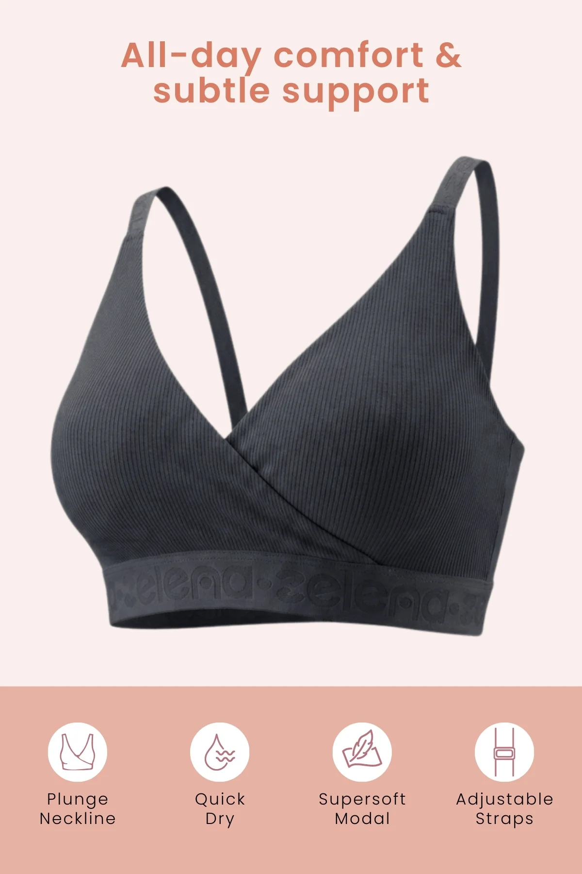 Zena Fine-Rib Bra Pack of 2 - (Lavender & Grey Melange) - Image 12