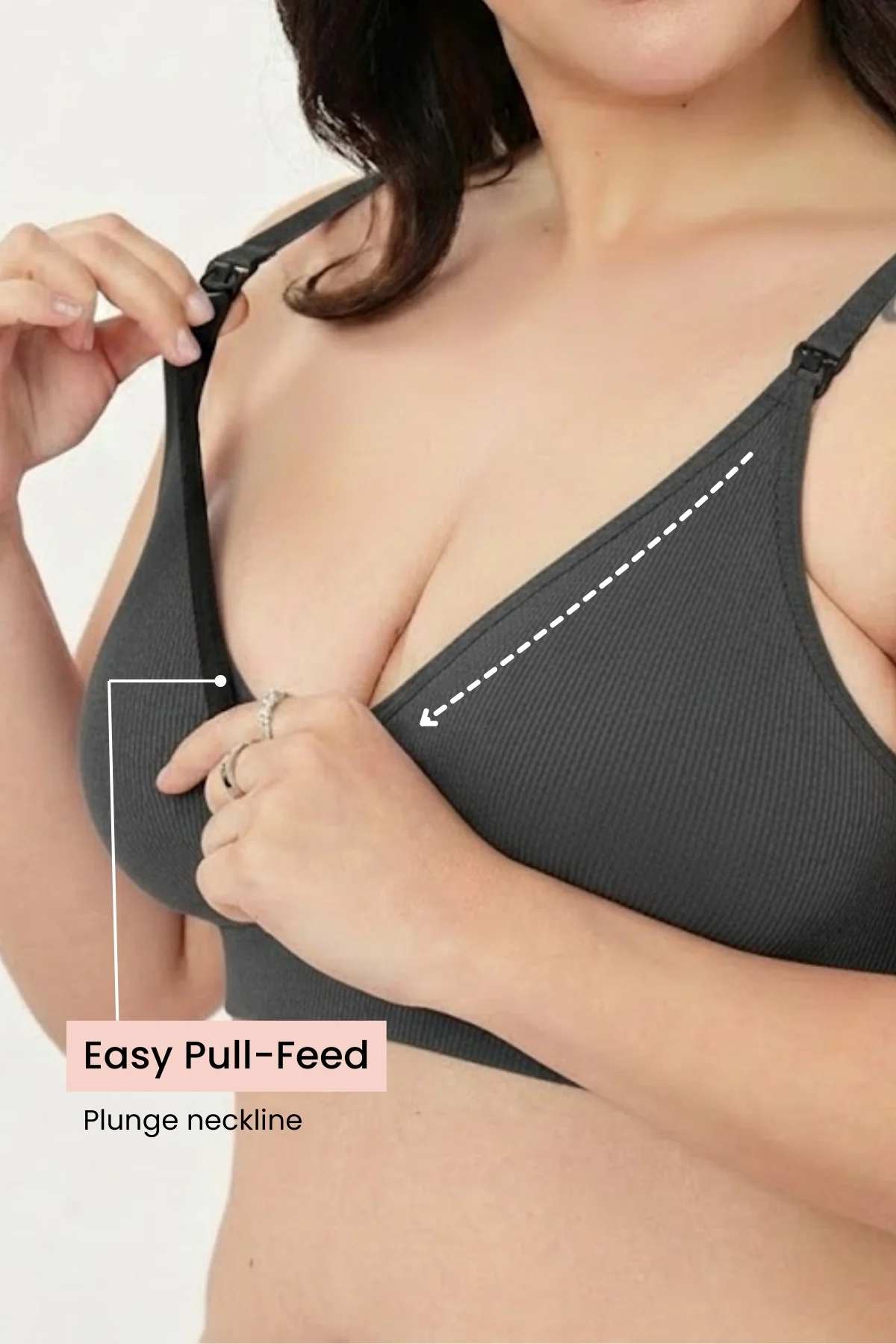 Zena Fine-Rib Bra Pack of 2 - (Lavender & Grey Melange) - Image 3