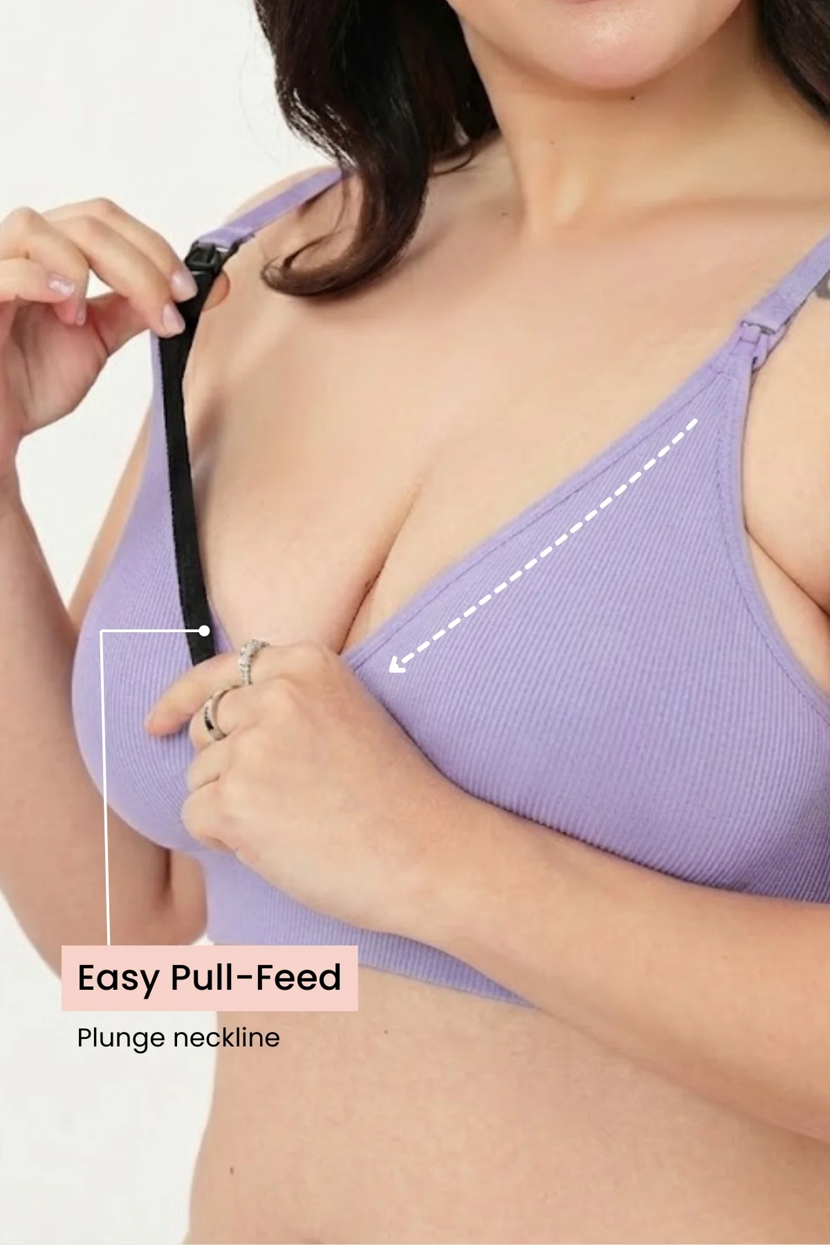 Zena Fine-Rib Bra Pack of 2 - (Lavender & Grey Melange) - Image 10
