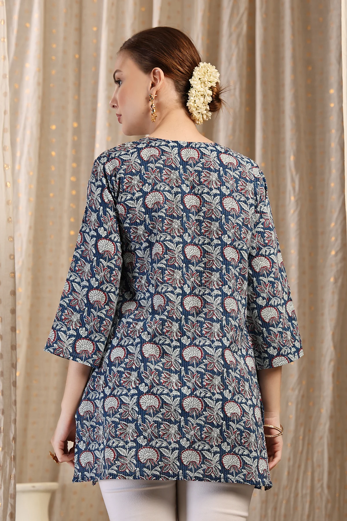 Zipless Feeding Cotton Top with Embroidered Neck - Multi - Image 4