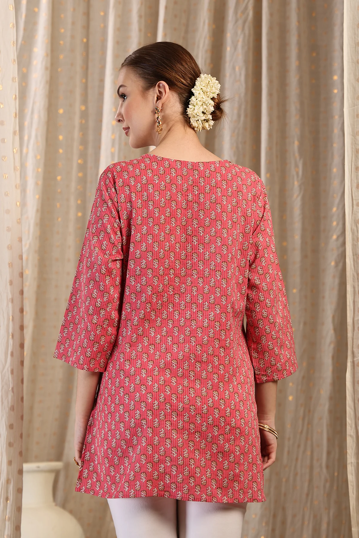 Zipless Feeding Cotton Top with Embroidered Neck - Pink Booty - Image 3