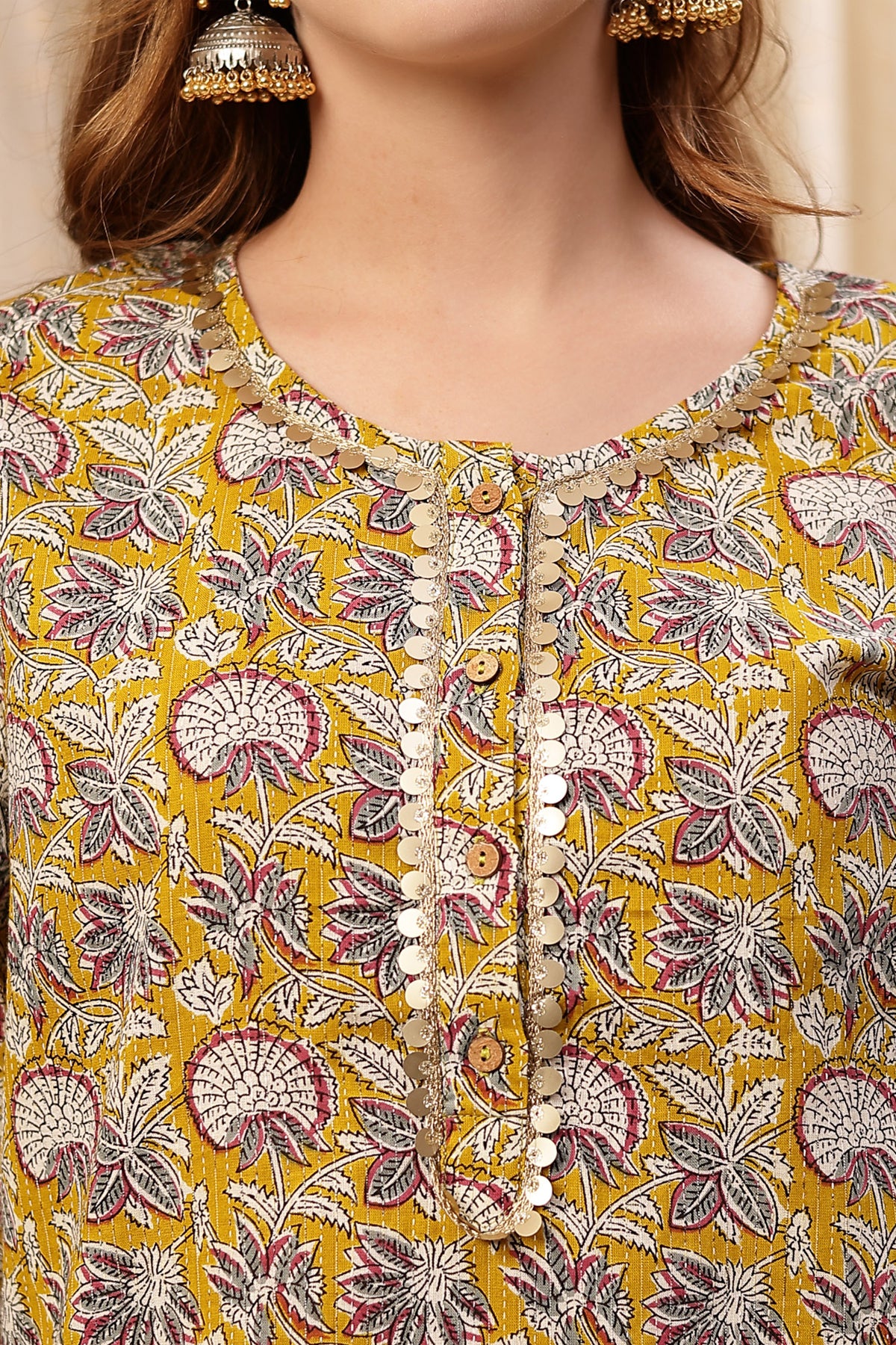 Zipless Feeding Cotton Top with Embroidered Neck - Yellow - Image 7