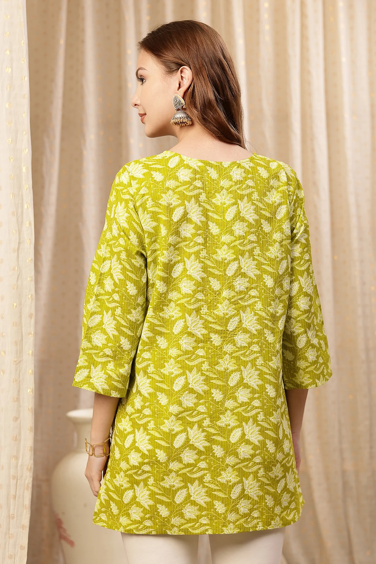 Zipless Feeding Cotton Top with Embroidered Neck - Yellow Booty - Image 3