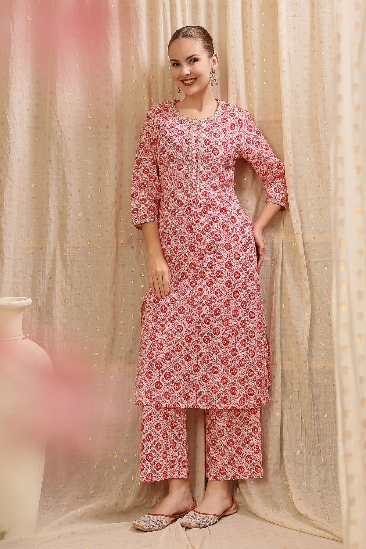Zipless Feeding Kurta-Pant Set - Pink - Image 9