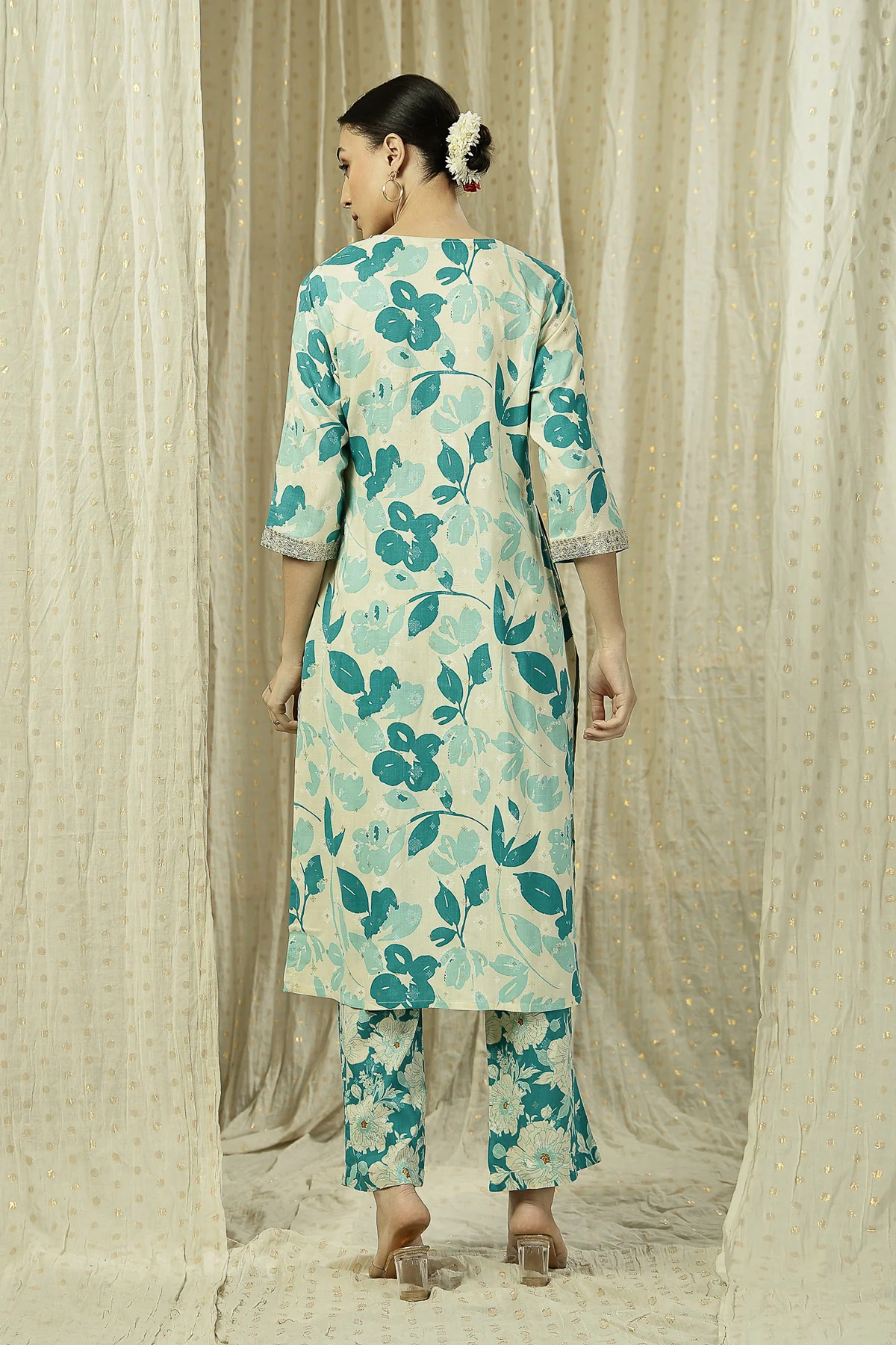 Zipless Feeding Kurta-Pant Set - Teal - Image 3