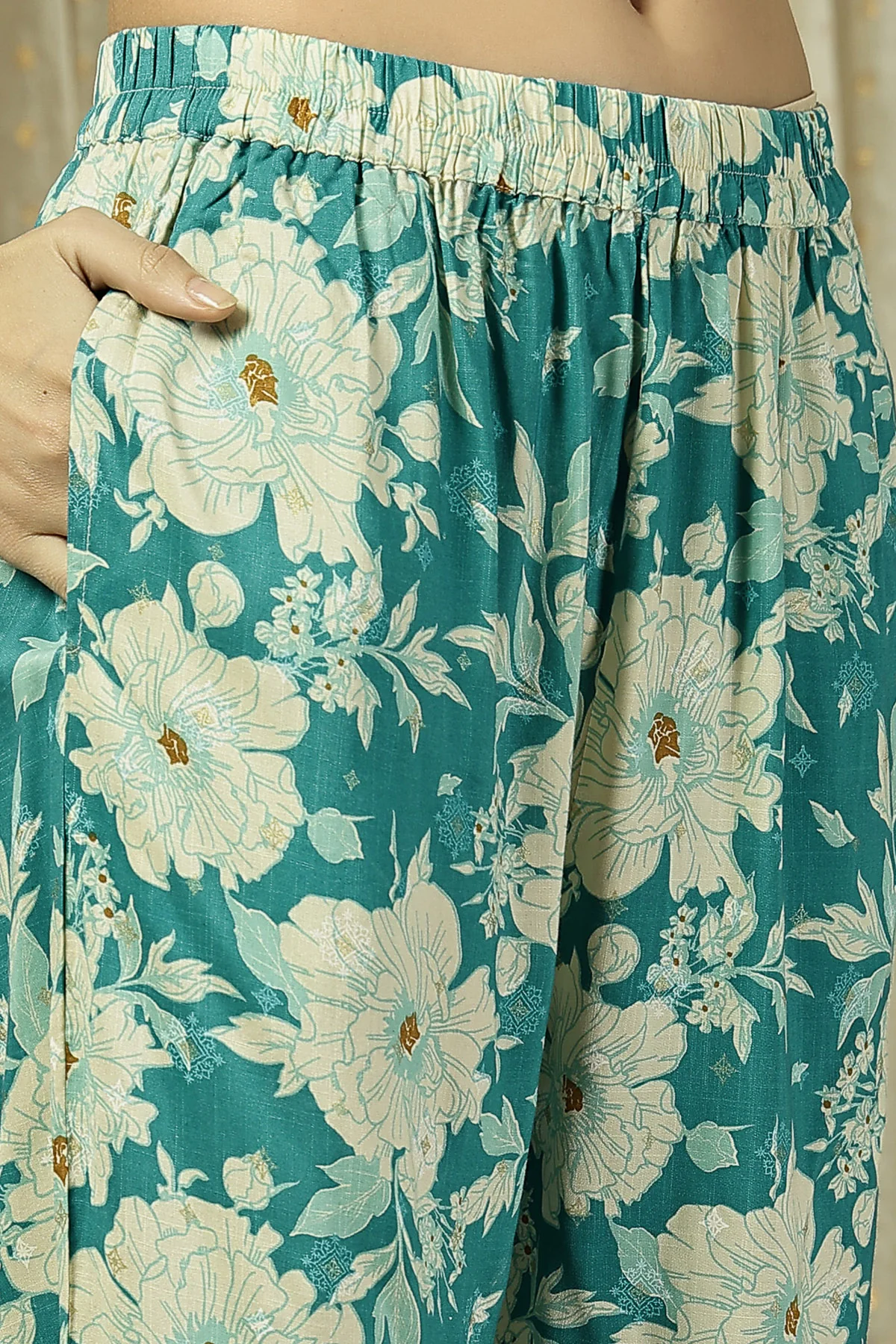 Zipless Feeding Kurta-Pant Set - Teal - Image 4