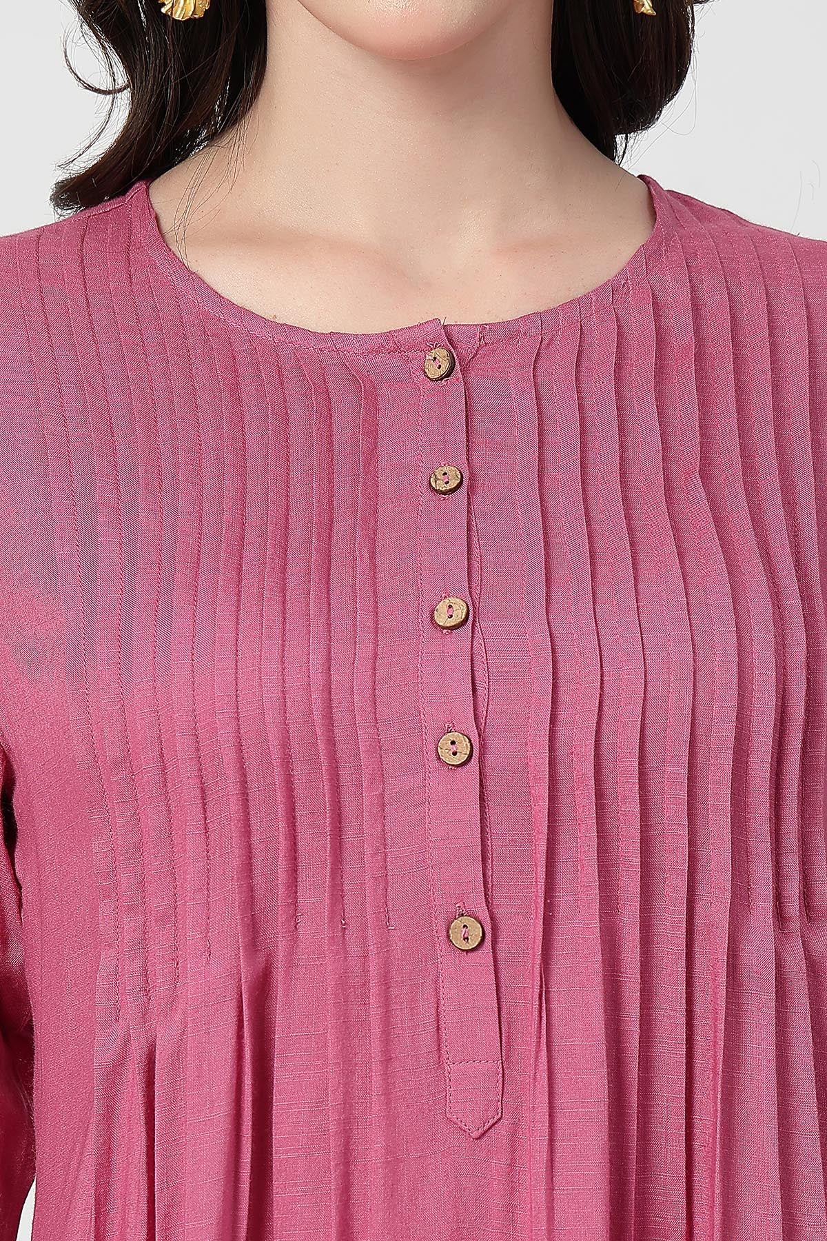 Zipless Feeding Rayon Maternity Kurta-Pant Set - Light Magenta - Image 10